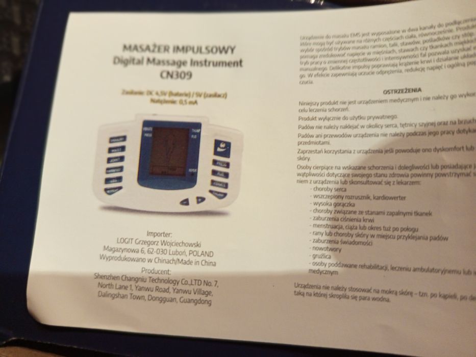 Masażer impulsywny do mięśni ciała i do stóp Ems -Tens .