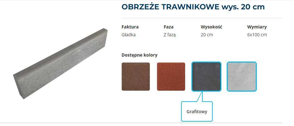 OBRZEŻE betonowe 6cm kolor grafitowy/brązowy/czerwony