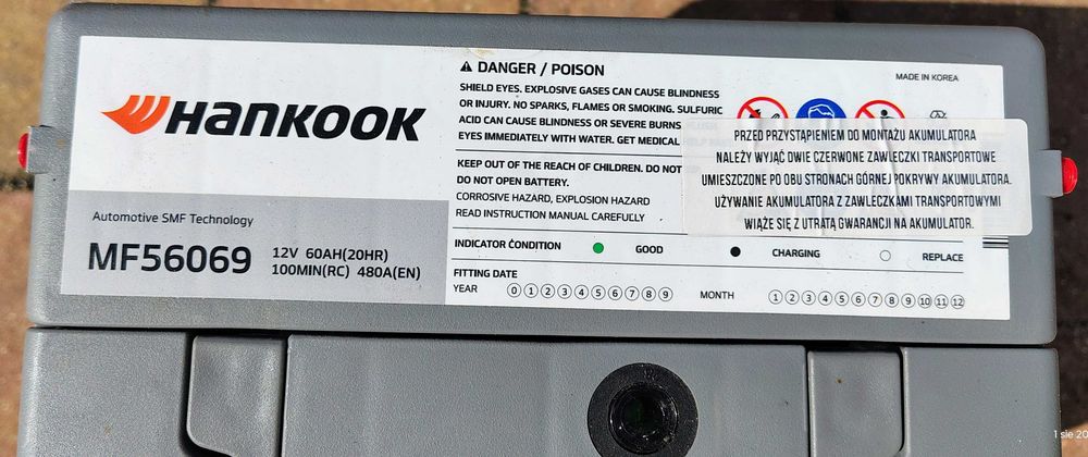 AKUMULATOR HANKOOK 12V 60AH 480A L+ Nowy na Gwarancja-Karwica