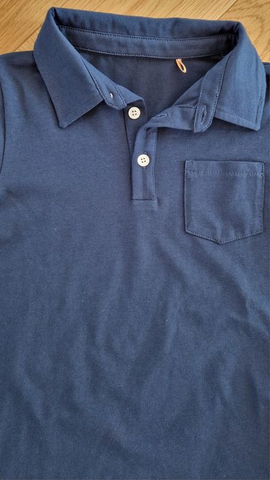 Bluzka koszulka polo z długim rękawem My Basic granatowa 122/128