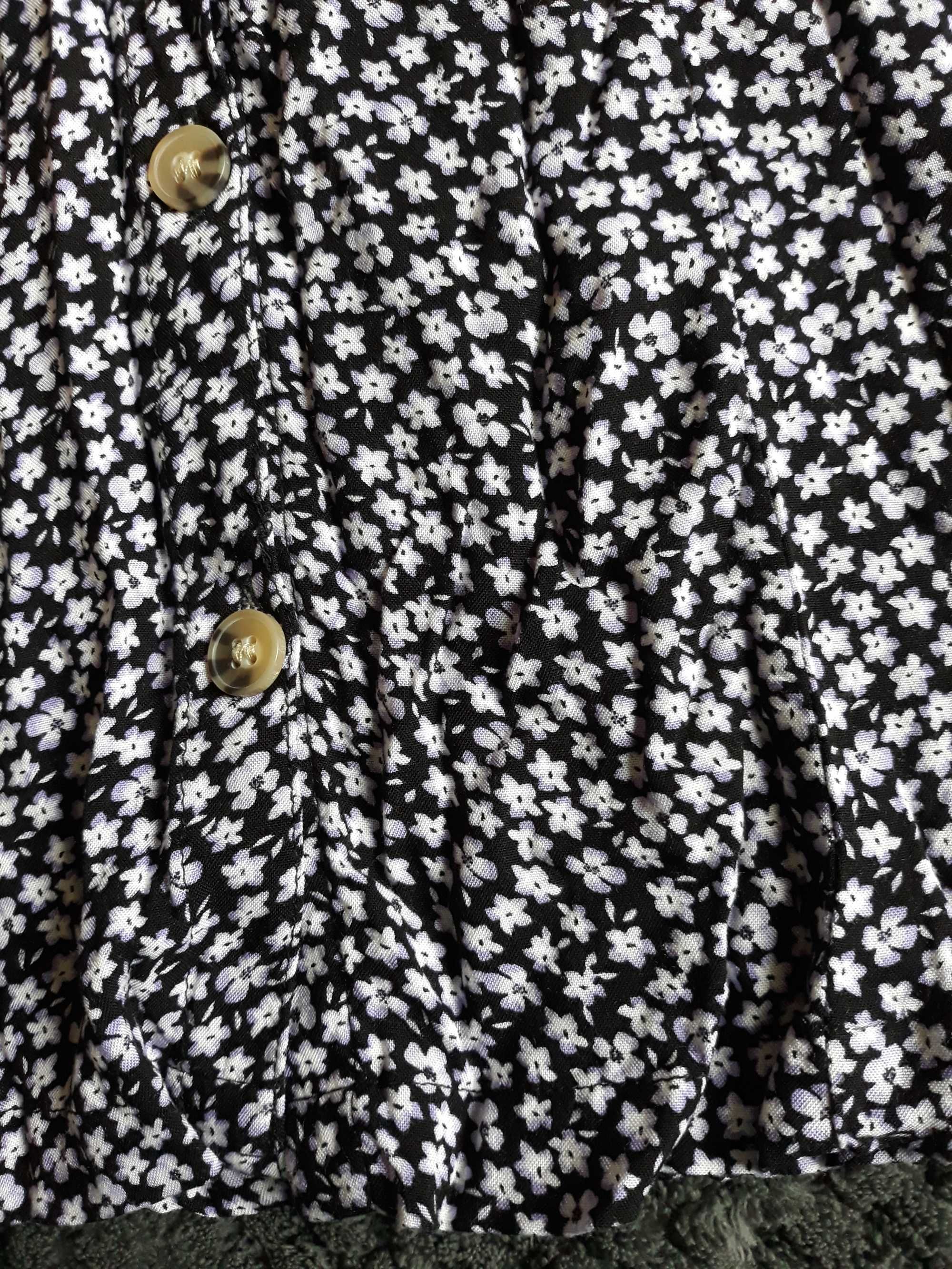 Czarna rozpinana sukienka w kwiatki XS 34