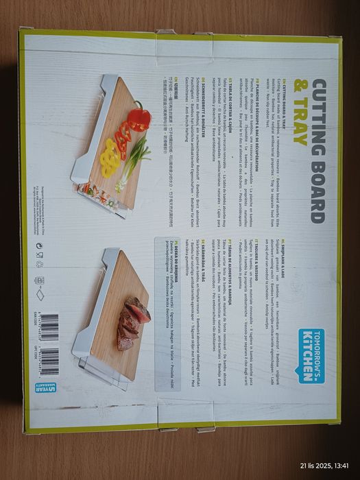 Deska VacuVin z szufladą do krojenia bambusowa