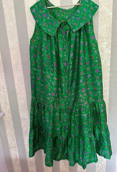 Sukienka maxi szmizjerka vintage jedwab szantung retro pachy 150 cm 54