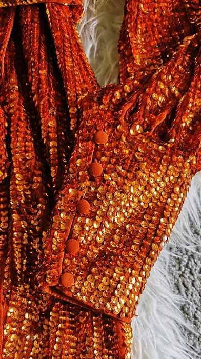 Asos Sukienka Midi Miedziana Cekinowa Kopertowa Wiązana Ekskluzywna