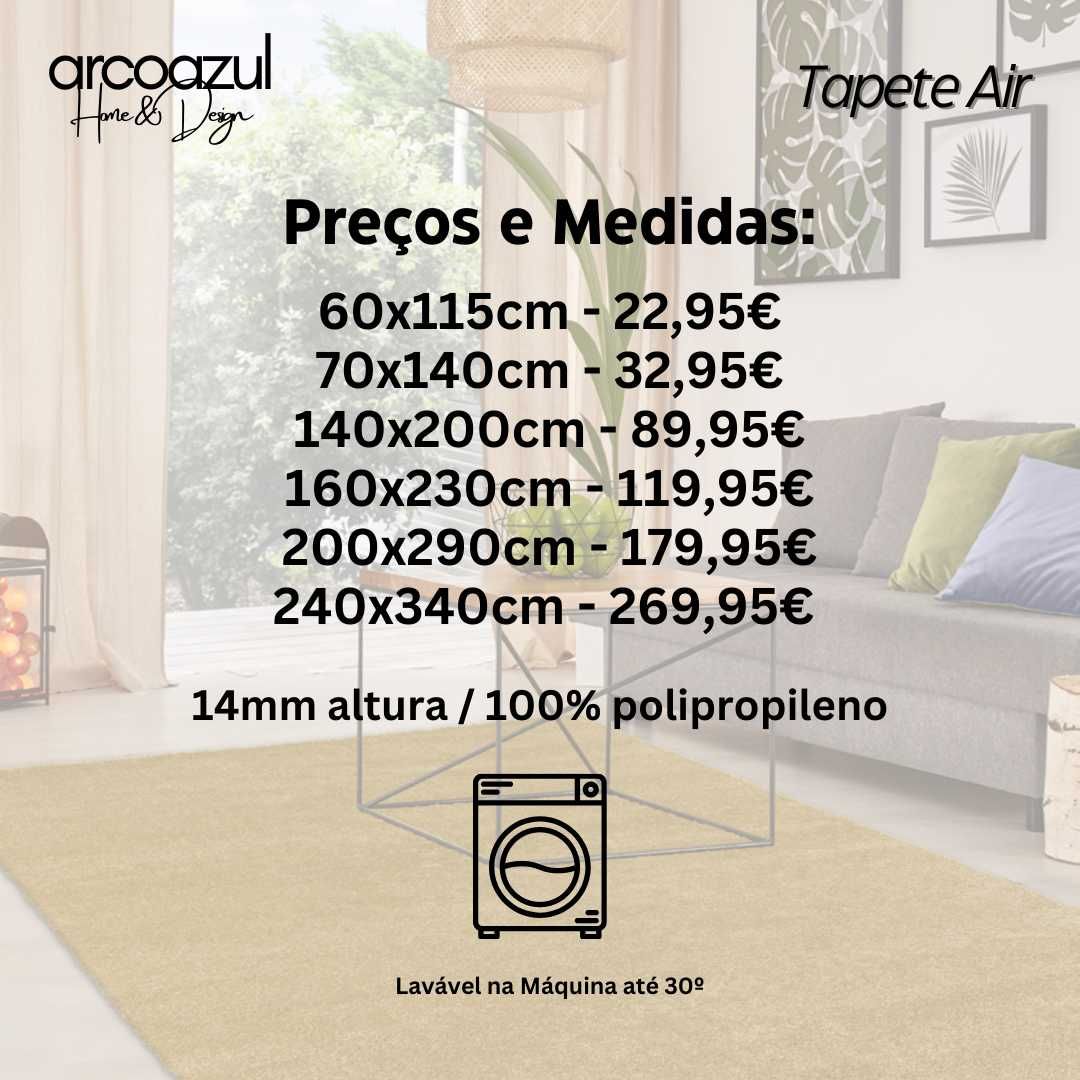 Novo Tapete Air - 6 Cores - 200x290cm - Lavável na Máquina By Arcoazul