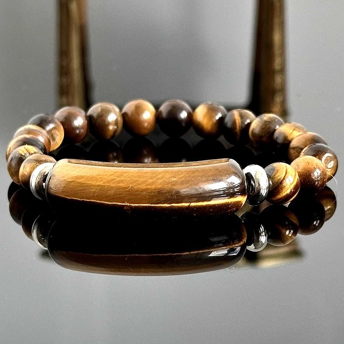 Bransoletka srebra z naturalnego Tygrysiego Oka z ok. 1980 roku