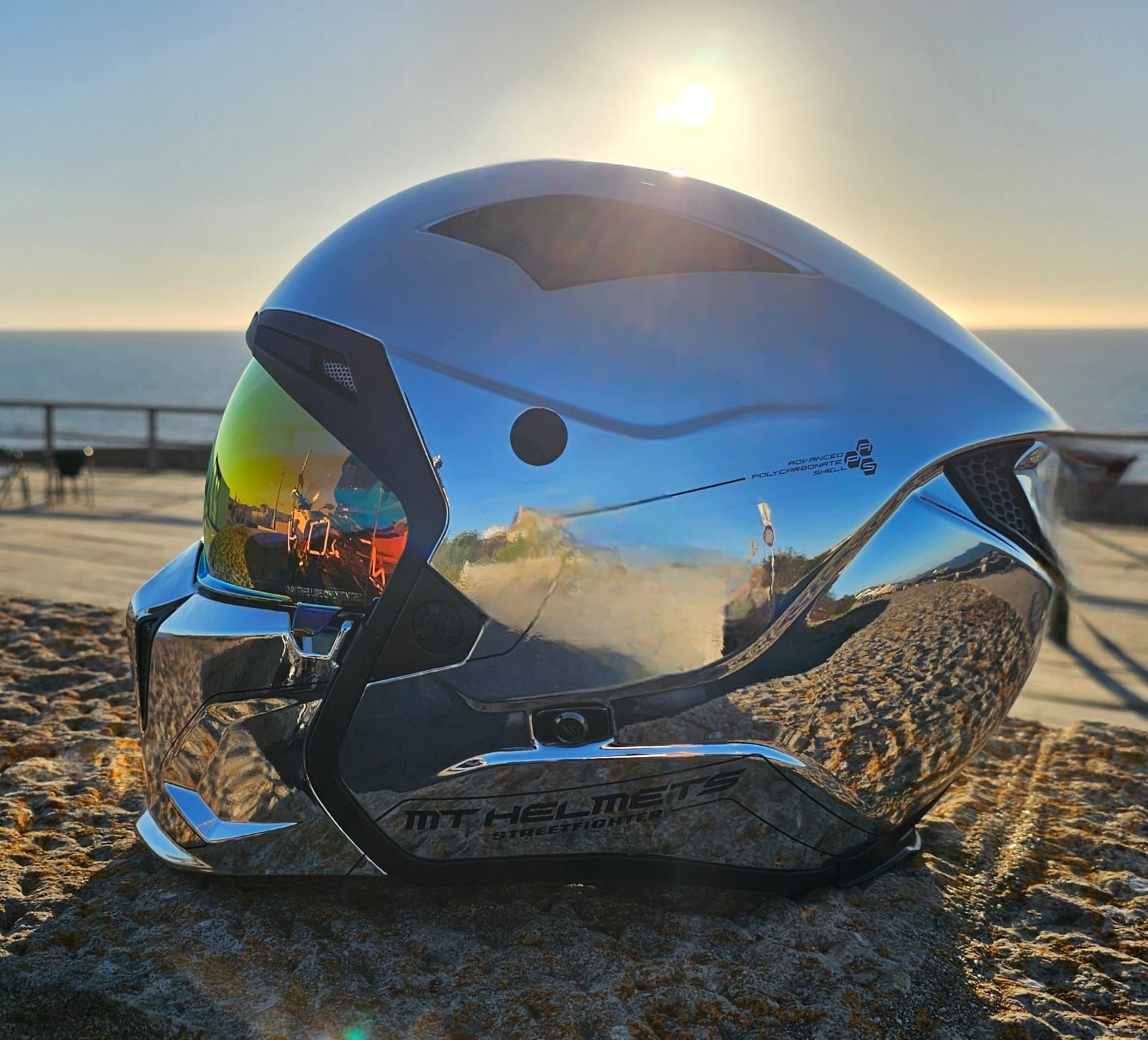 Capacete MT Streetfighter SV Chromed Silver Tam M/L