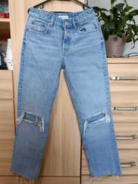 Niebieskie spodnie Zara jeans z rozdarciami roz. 36