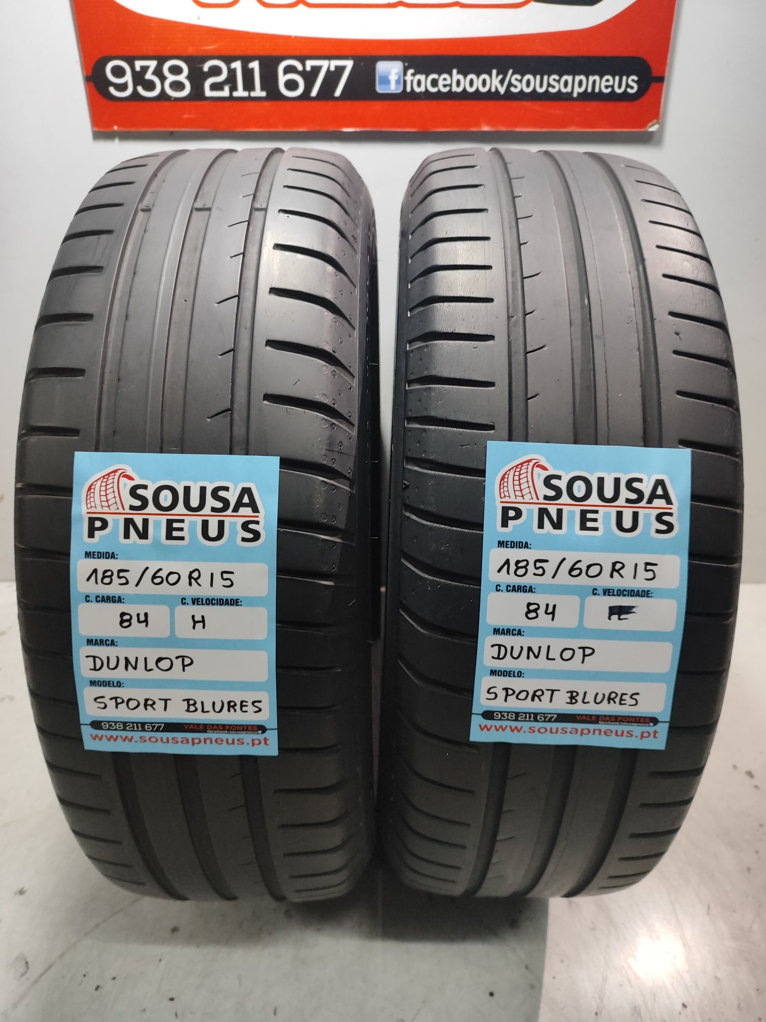 2 pneus semi novos Dunlop 185/60R15 84H Oferta dos Portes