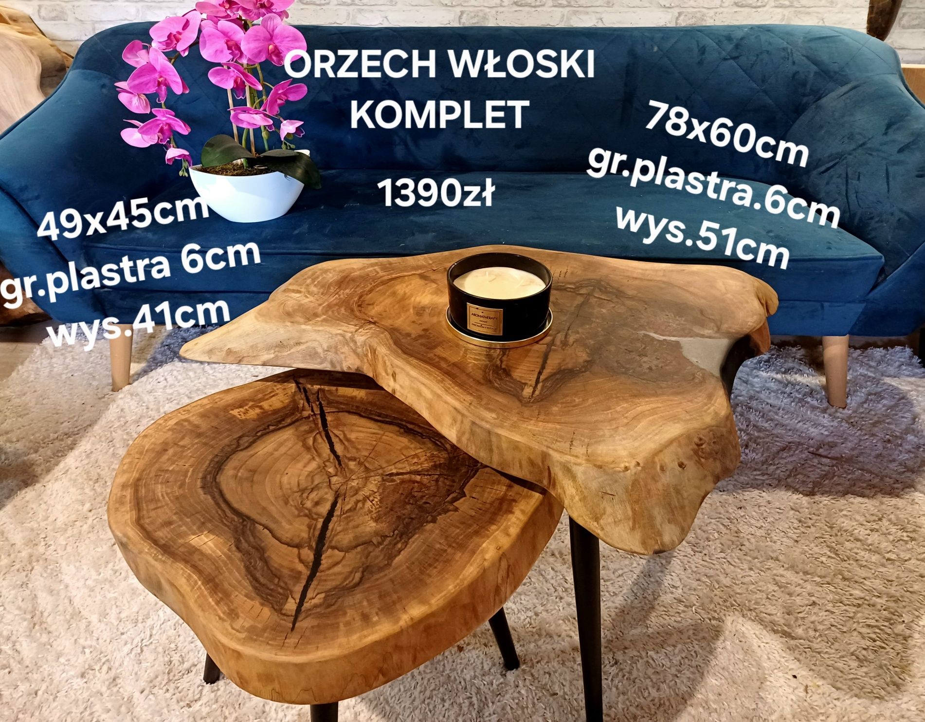 Stolik kawowy OD RĘKI plaster drewna CENY NA ZDJĘCIACH