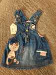 Jardineira vestido em ganga bordada menina