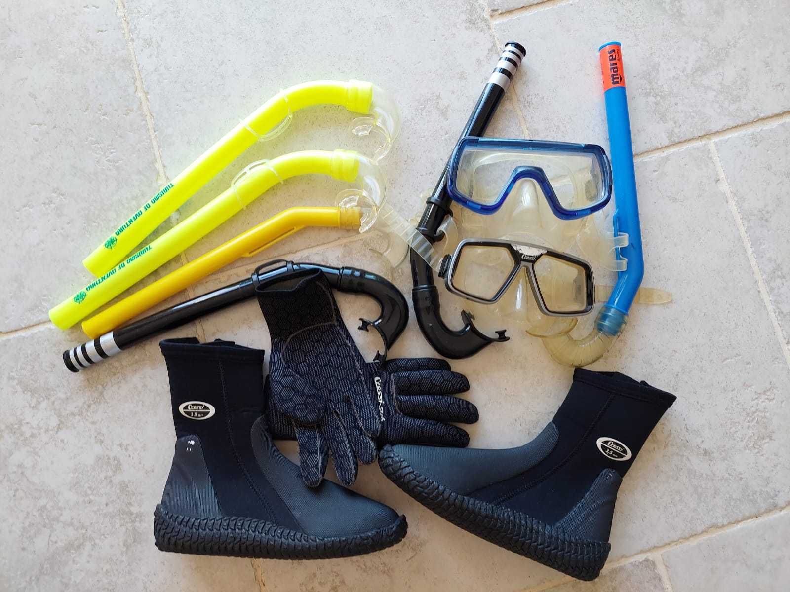 Material de mergulho ou snorkeling