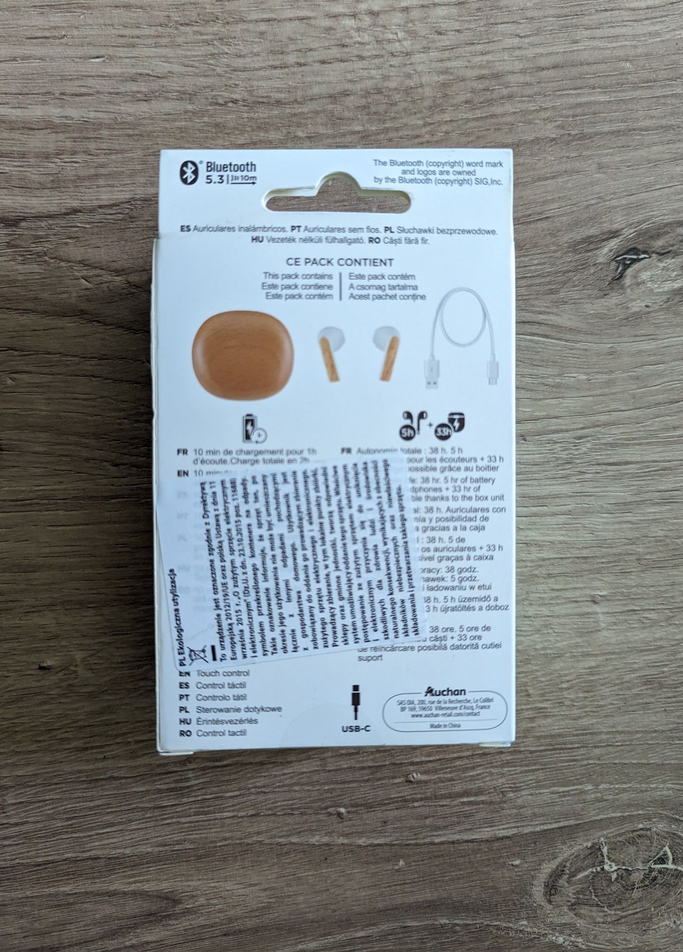 QILIVE bezprzewodowy zestaw słuchawkowy słuchawki drewno i plastik