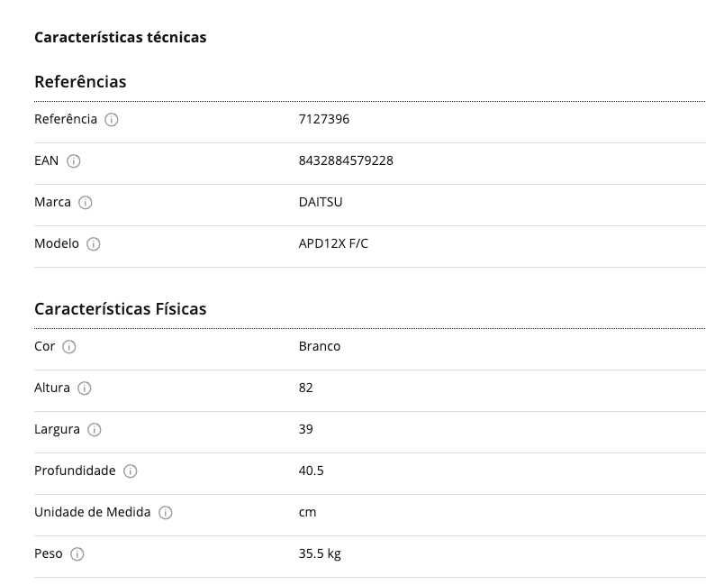 Ar Condicionado Portátil DAITSU APD12X (24 m² - 12000 BTU - Branco)