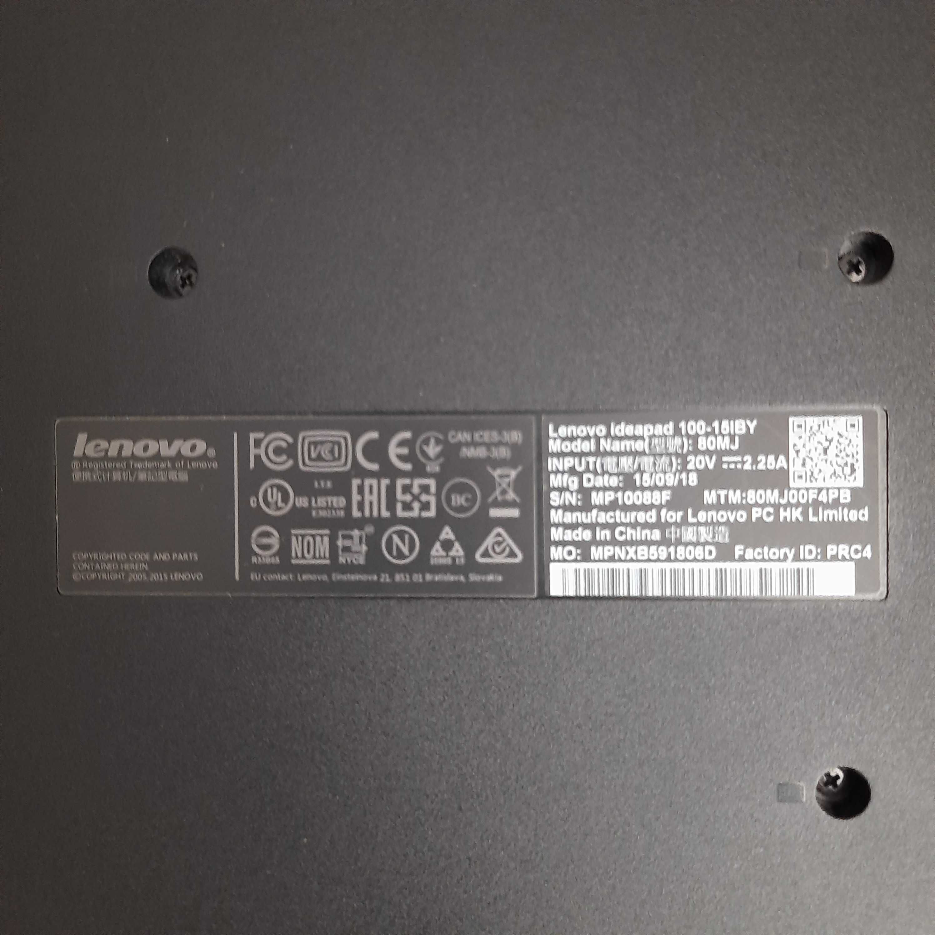 Laptop Lenovo Ideapad 100-15IBY 80MJ