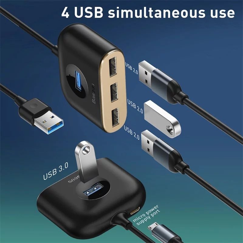 HUB Baseus 4in1 USB HUB (USB3.0 TO USB3.0*1+USB2.0*3) 1m-Promoção

-Ba