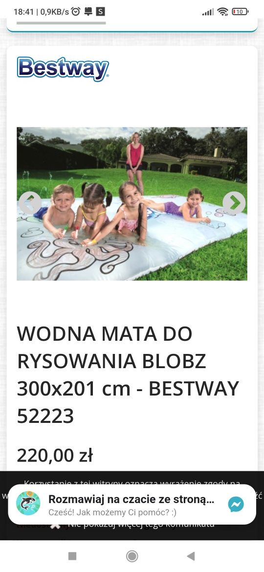 Wodna mata do zabawy h2o go