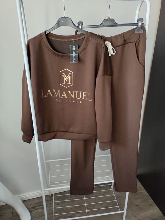 Dres czekolada złoty napis bawełna wiskoza uni S-2XL