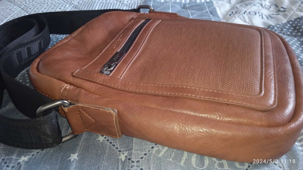 Torebka listonoszka Lanetti skórzana brązowa ekspres do wymiany Bałuty