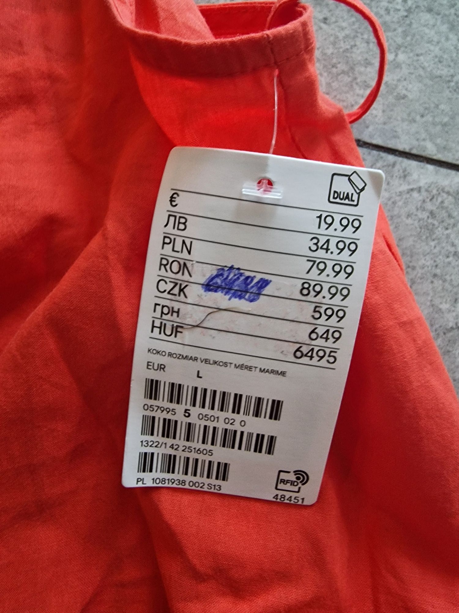 Sukienka bawełniana H&M L nowa koralowa czerwona