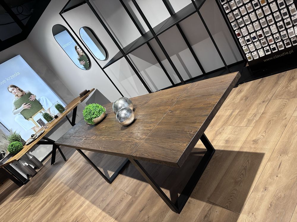 Stół dębowy orzech rozkładany Loft Edgar