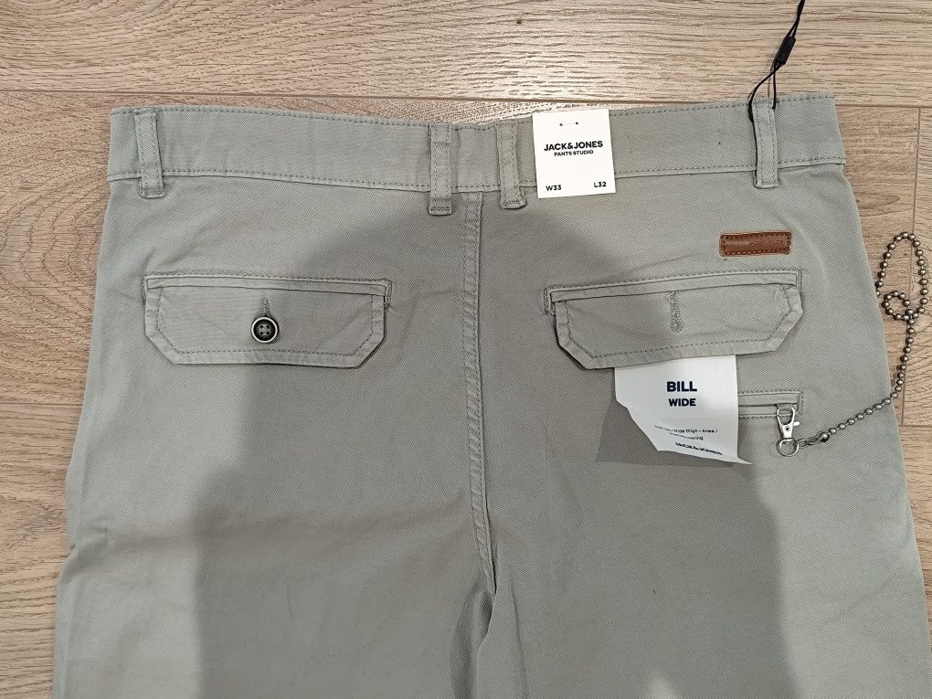 Męskie spodnie casual Jack & Jones Wide npstbill Freddie  luźne 33/34