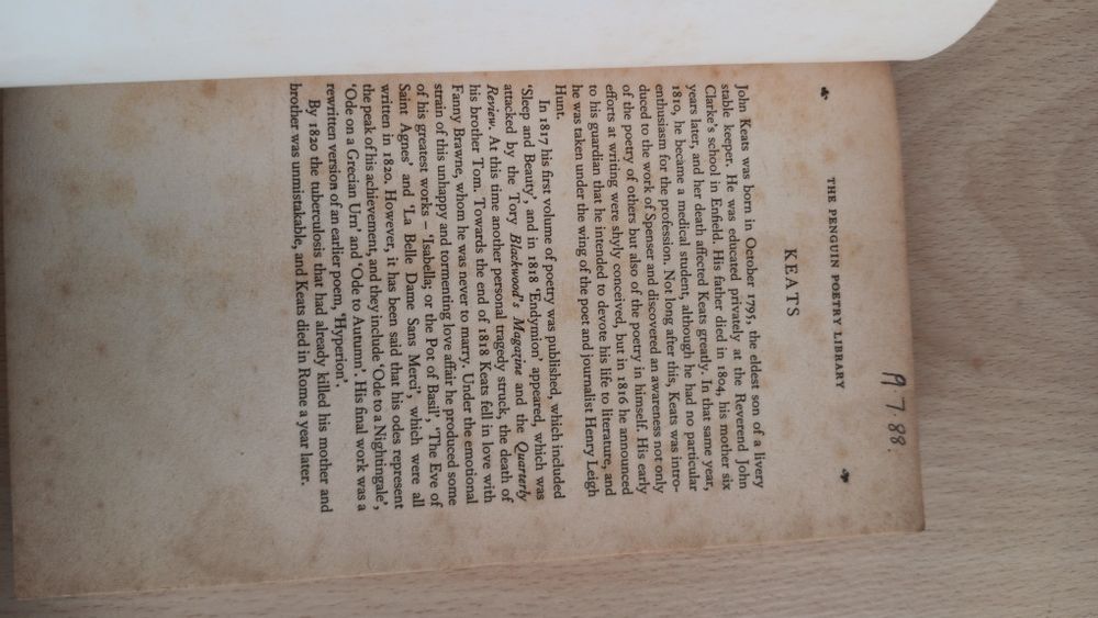 Keats, Poems Selected by J.E.Morpurgo