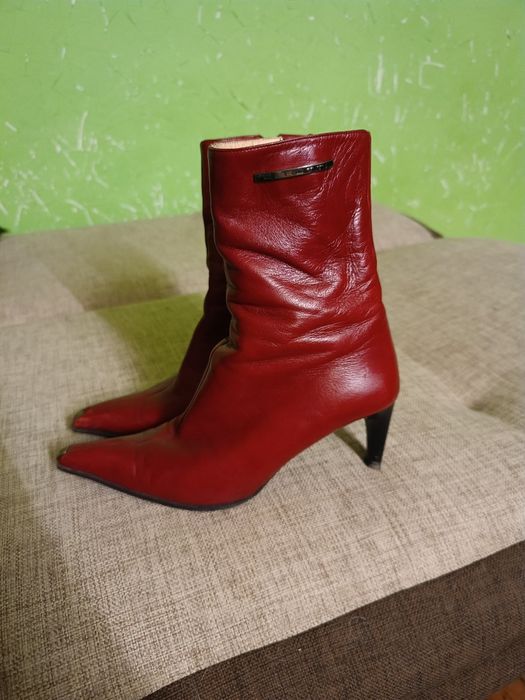 Kozaczki  bordowe Mario cerutti 37(23cm) prawdziwa skóra