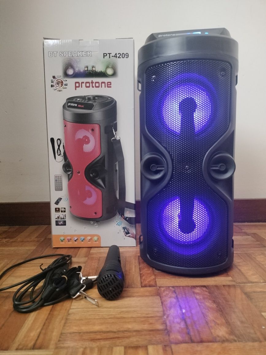 Coluna Rádio Bluetooth portátil com karakoe