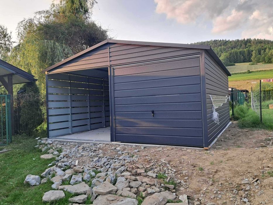 Garaż blaszany, wiata. WZMOCNIONY PROFILAMI. Producent. Cała POLSKA