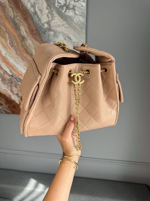 Сумка Chanel 25 Small Handbag Caviar Leather біла, рожева, бежева