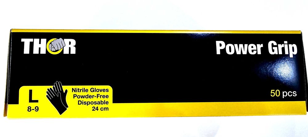 Rękawiczki nitrylowe Power Grip Premium czarne rozmiar L 10 op