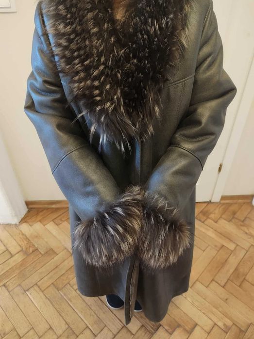 Oryginalny turecki naturalny kożuch damski 46/48 metka, ale mniejszy