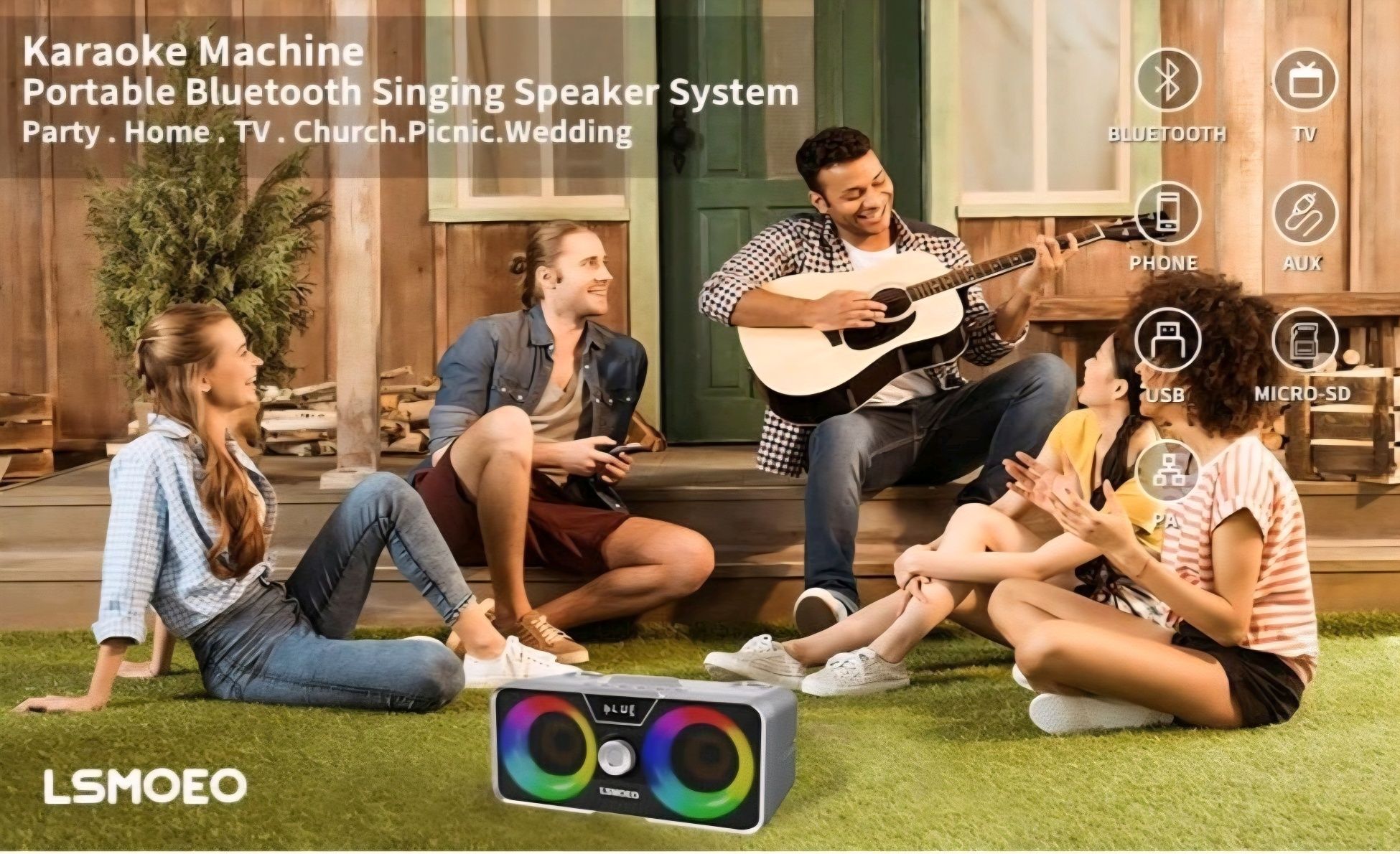 Przenośny Głośnik Karaoke 2 Mikrofony Bluetooth