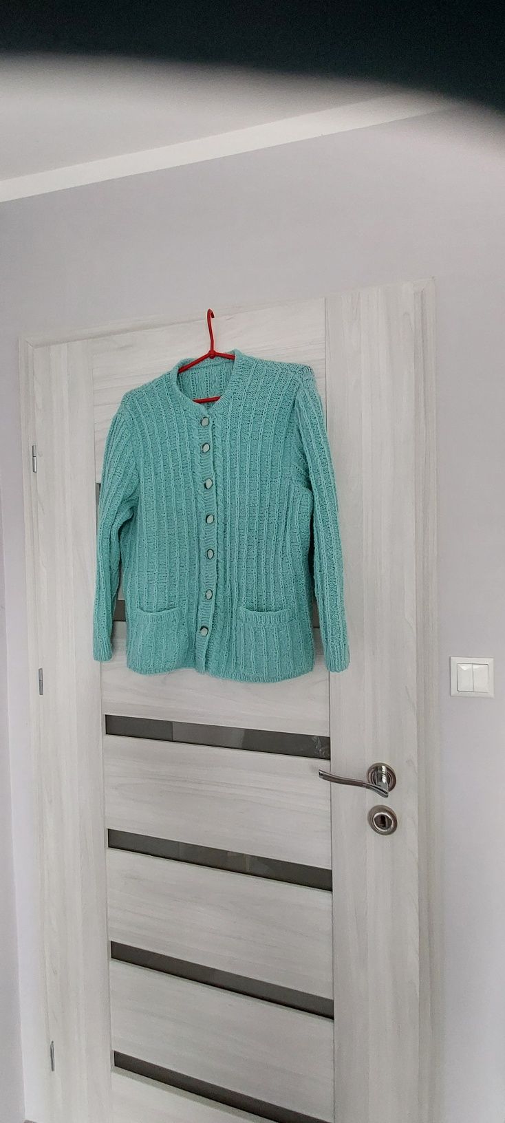 Sweter sweterek niebieski turkus rozpinany L  XL vintage retro