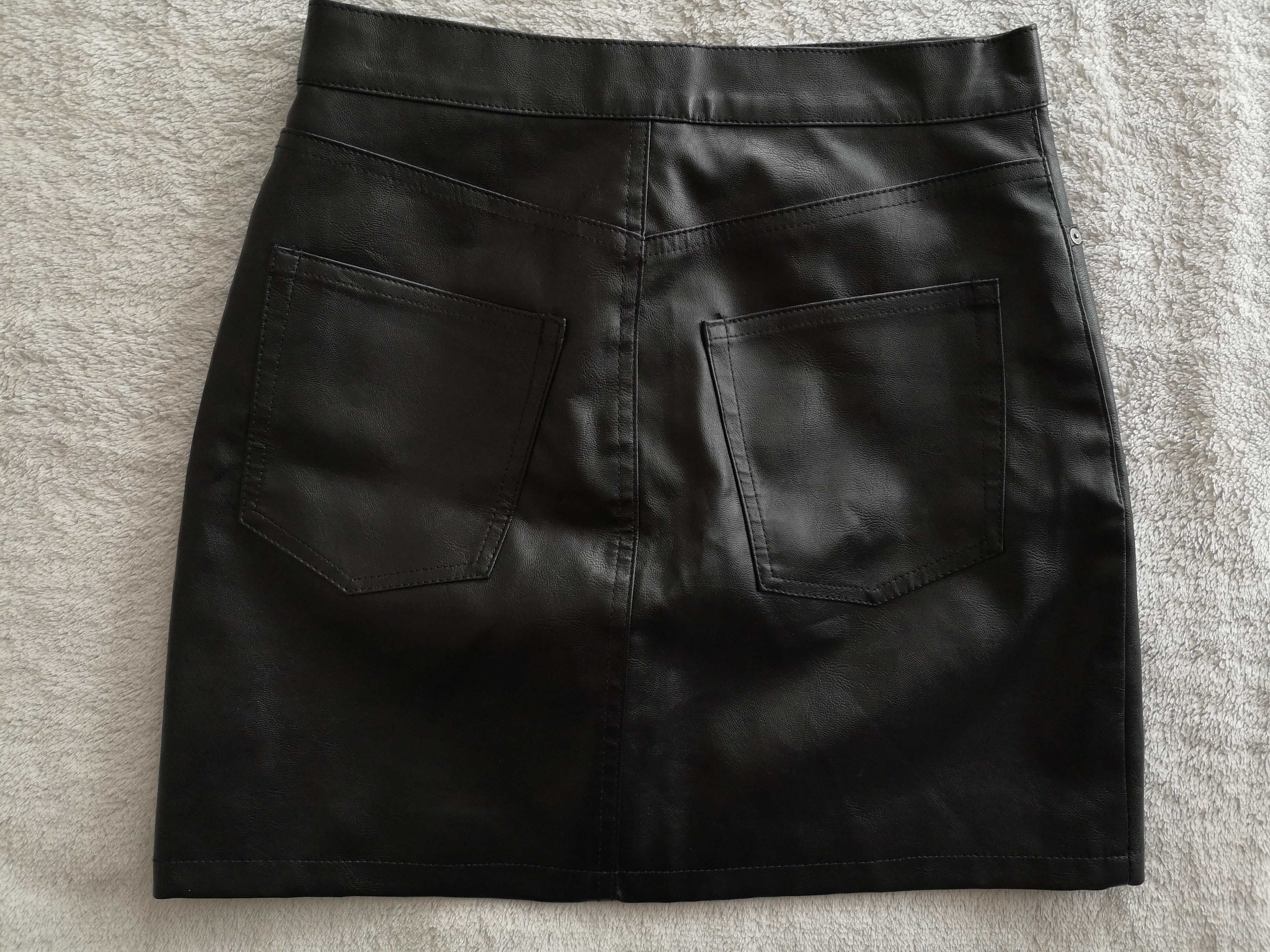 Nowa skórzana czarna spódnica H&M 36 skóra ekologiczna skaj