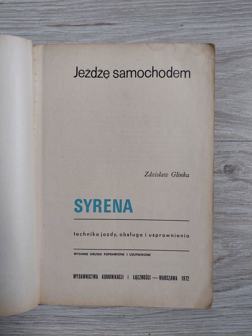 Jeżdżę samochodem SYRENA Zdzisław Glinka, instrukcja obsługi 1972