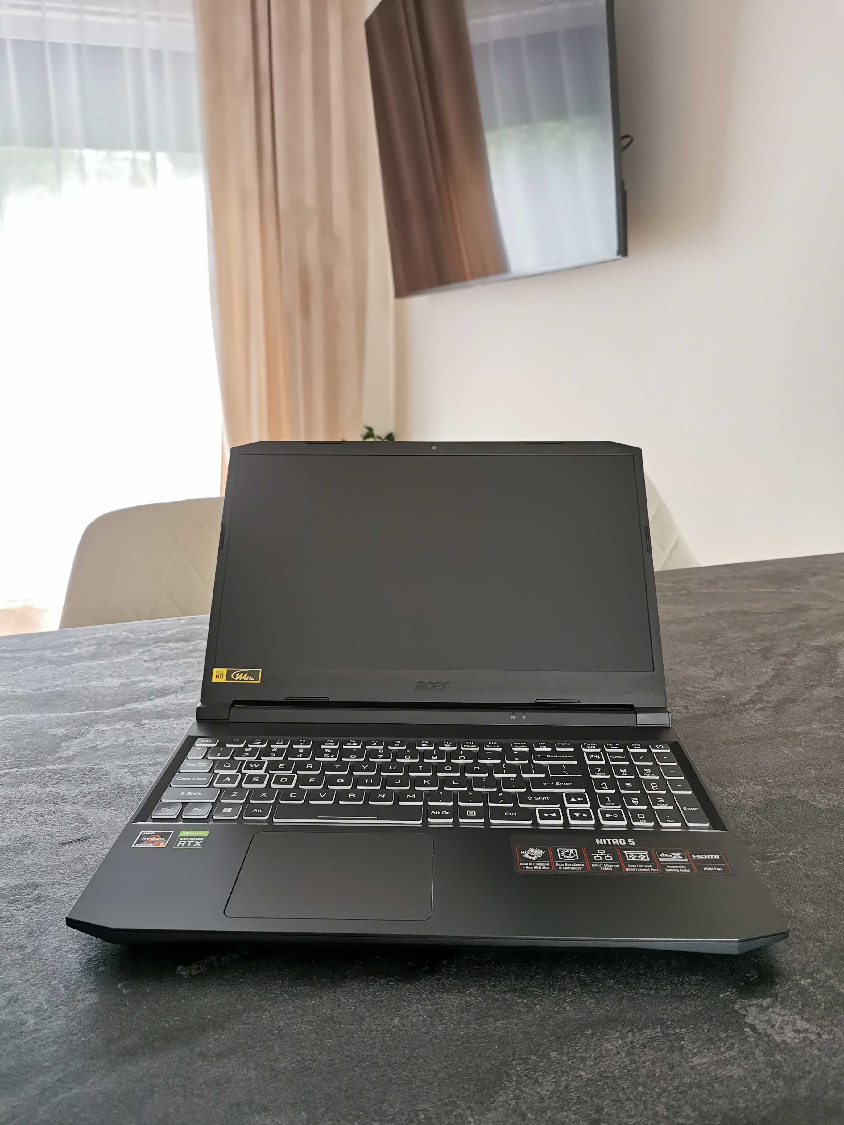 Acer Nitro 5 15,6" 144Hz Ryzen 5/16GB RAM/RTX 3060/512SSD+1000HDD/RGB