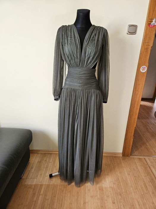 Długa tiulowa sukienka maxi Lace&Beads