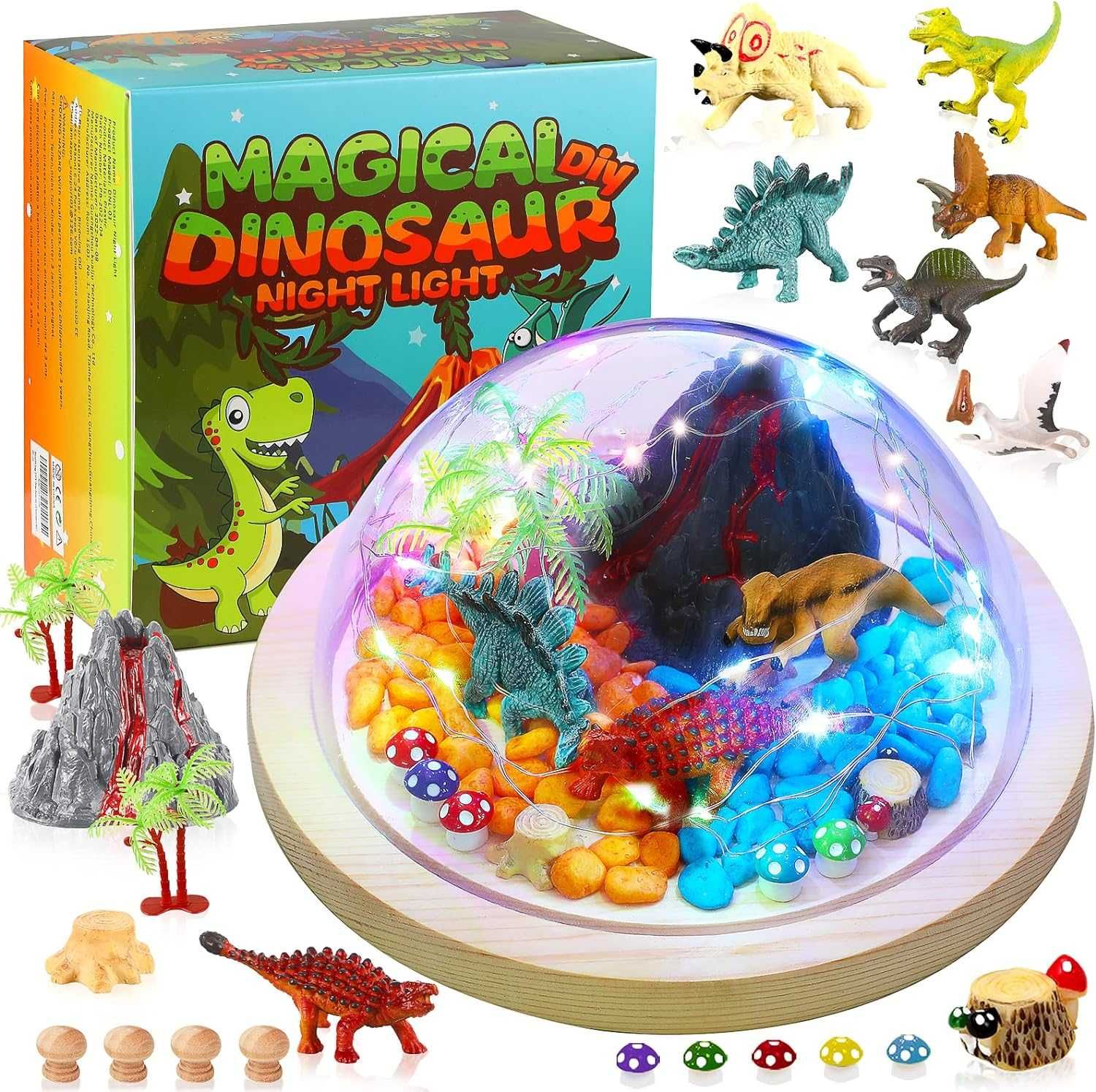 Zestaw kreatywny DIY dinozaury terrarium lampka nocna dla dzieci