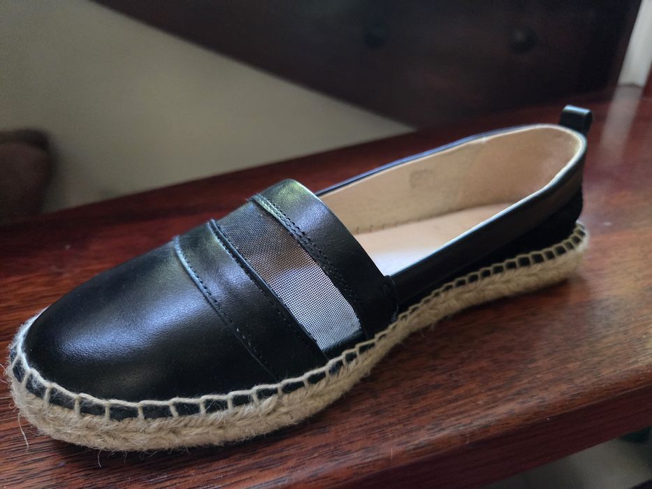 Buty czarne skórzane damskie espadryle rozmiar 40