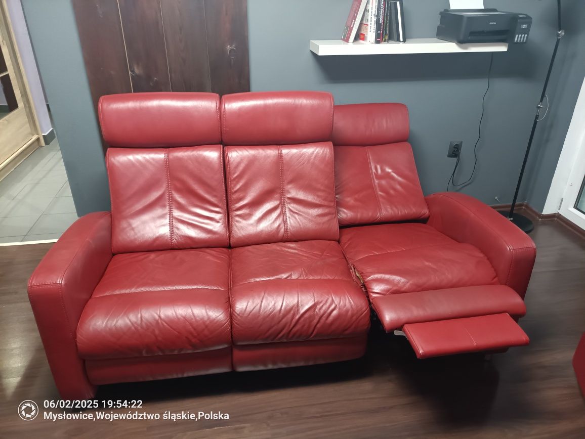 Zestaw wypoczynkowy z funkcja relax, skóra
