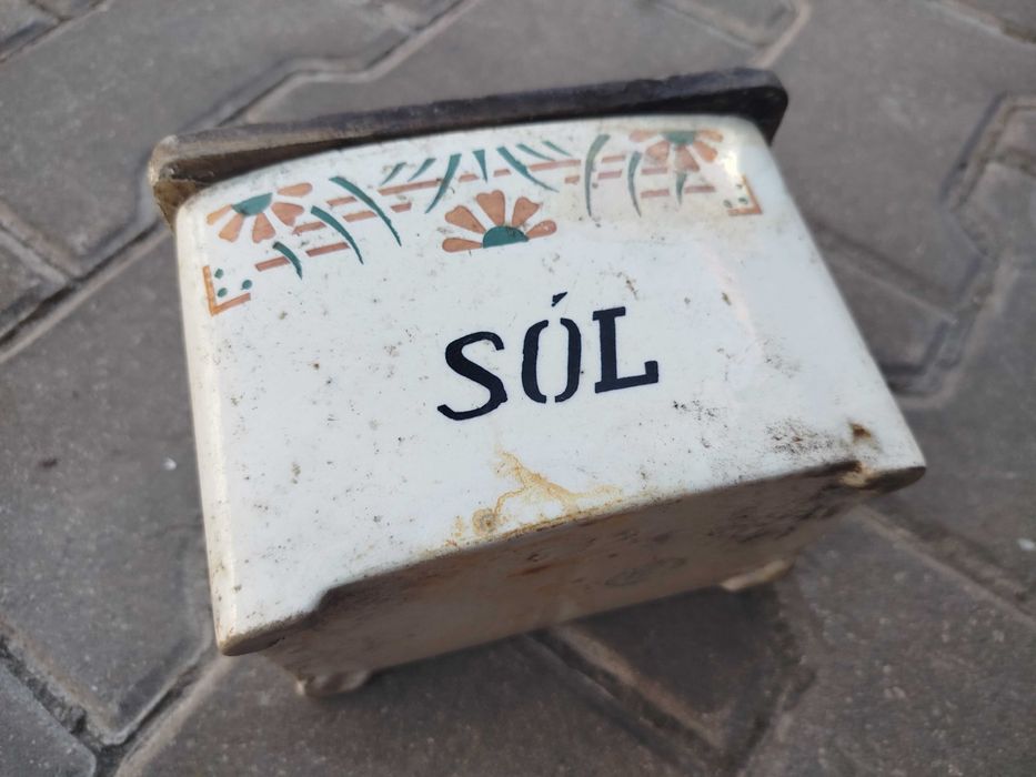 Solniczka Pojemnik na sól PRL Włocławek ceramiczny do odnowienia