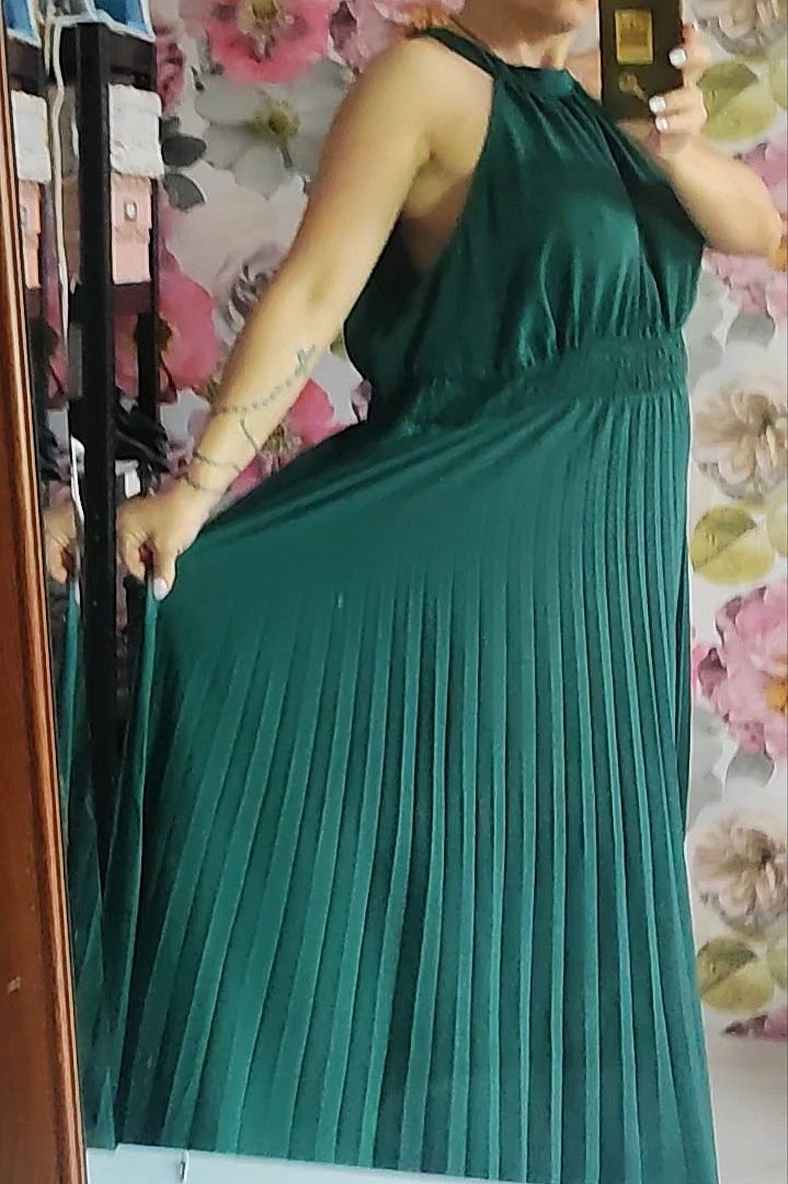 długa Długa maxi elegancka sukienka butelkowa zielen wesele plussize 4
