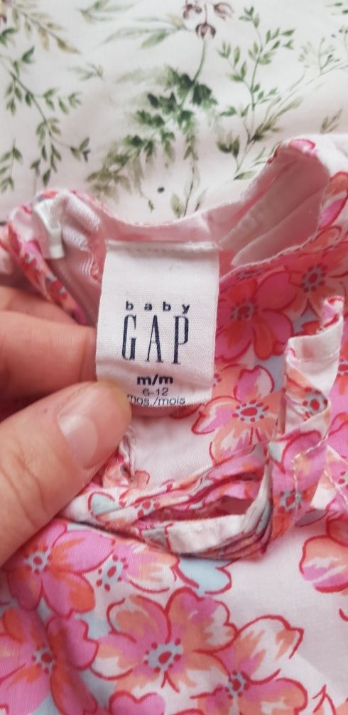 Sukienka GAP 74 kwiatki Lato krótki rękaw falbanki zam