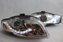 Lampy reflektory przednie przód AUDI A4 B7 04-08 LED Diody CHROM IGŁA