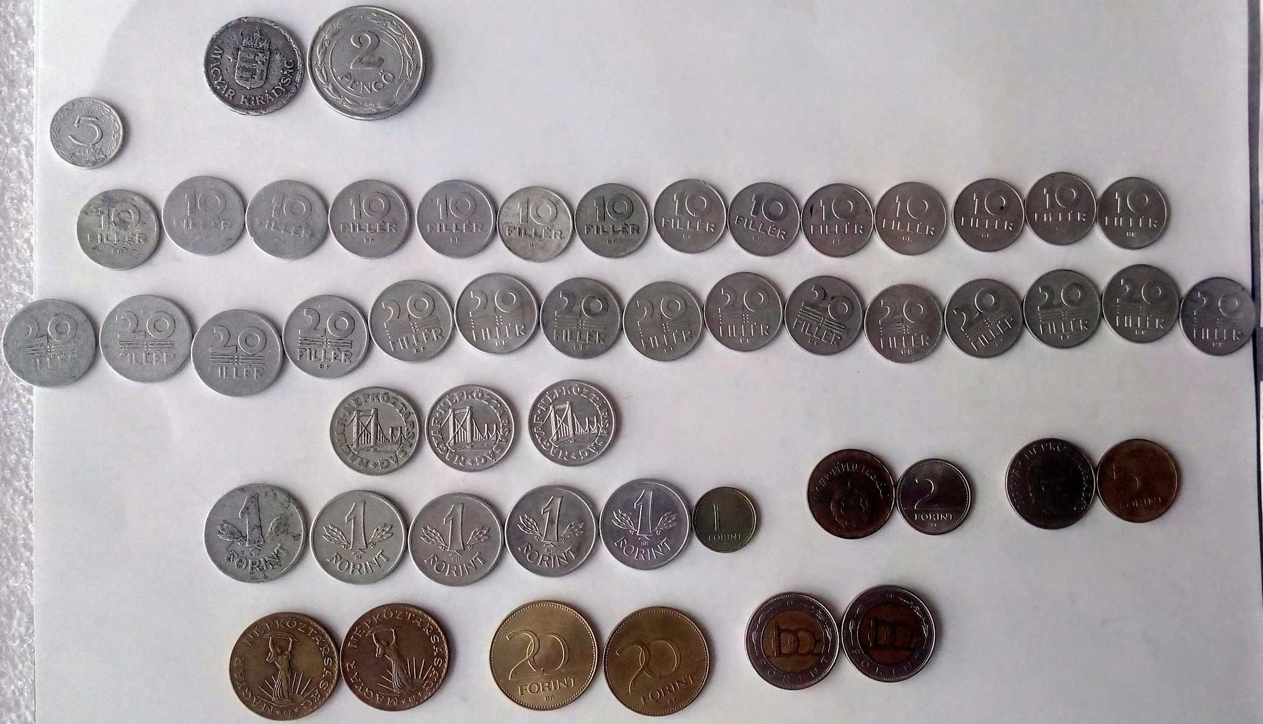 Монеты Венгрии-51 шт. Чехословакии-54 шт. разные