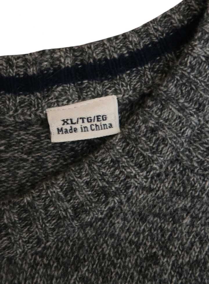 Penguin szary sweter męski wełna jagnięca Rozmiar XL 100% lambswool