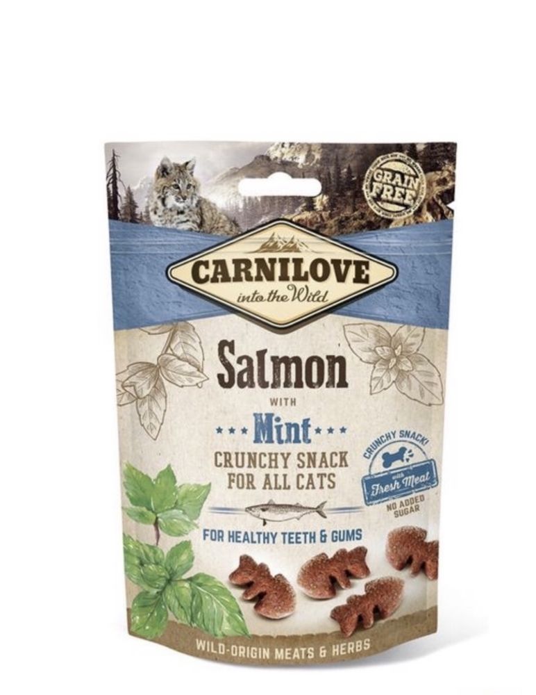 Carnilove Cat Crunchy Snack, для кошек, лосось, мята, 50 г