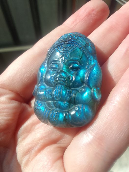 Лабрадорит Ганеша місячний камінь лунный камень флюорит Ganesha